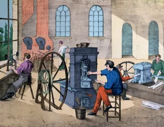 Worker Striking Money in the Monnaie de Paris, Plate 9 from a Teaching Book on Industries and Jobs